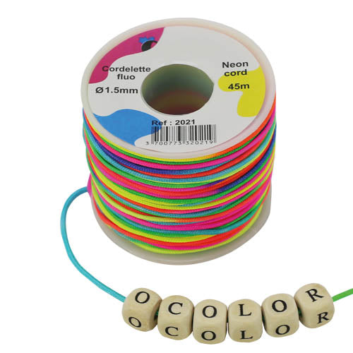 CORDONCINO MULTICOLOR FLUO DIAM. MM. 1,5X45 MT Immagine principale del prodotto