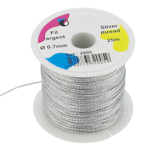 CORDONCINO ARGENTO DIAM. MM. 0,7 X 25 MT.