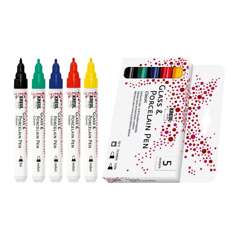 KREUL - GLASS & PORCELAIN PEN - SET 5    CLASSIC