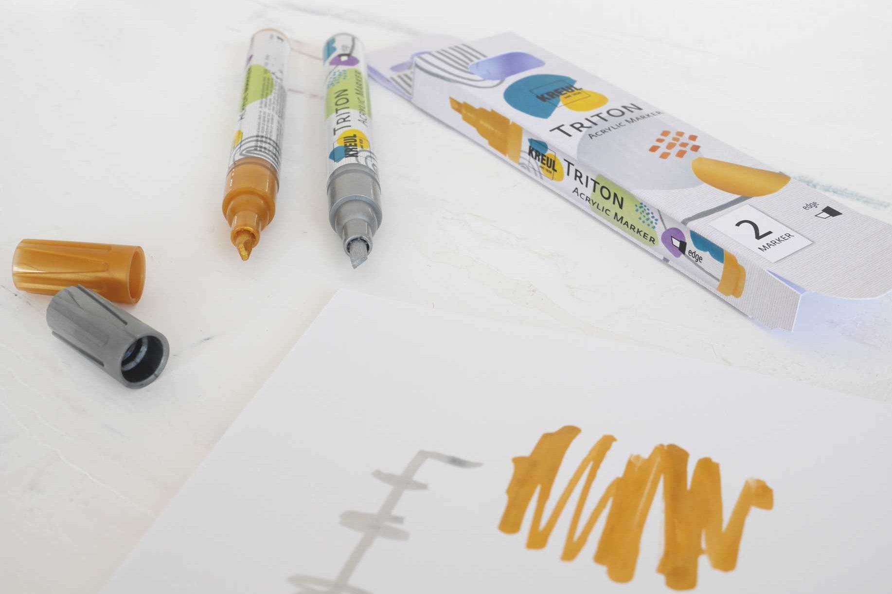 KREUL - TRITON ACRYLIC MARKER EDGE - ARGENTO E ORO SET DI 2