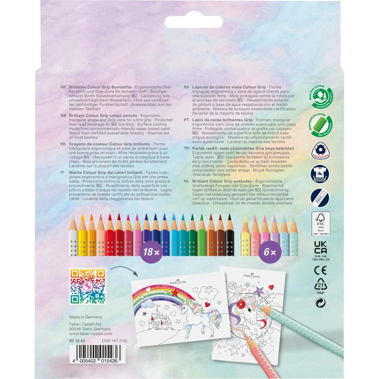MATITE COLORATE COLOUR GRIP UNICORN 18+6