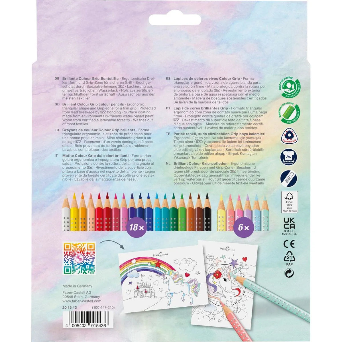 MATITE COLORATE COLOUR GRIP UNICORN 18+6