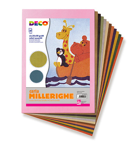 CARTA MILLERIGHE - ALBUM 50 FOGLI CM. 35X50 COLORI