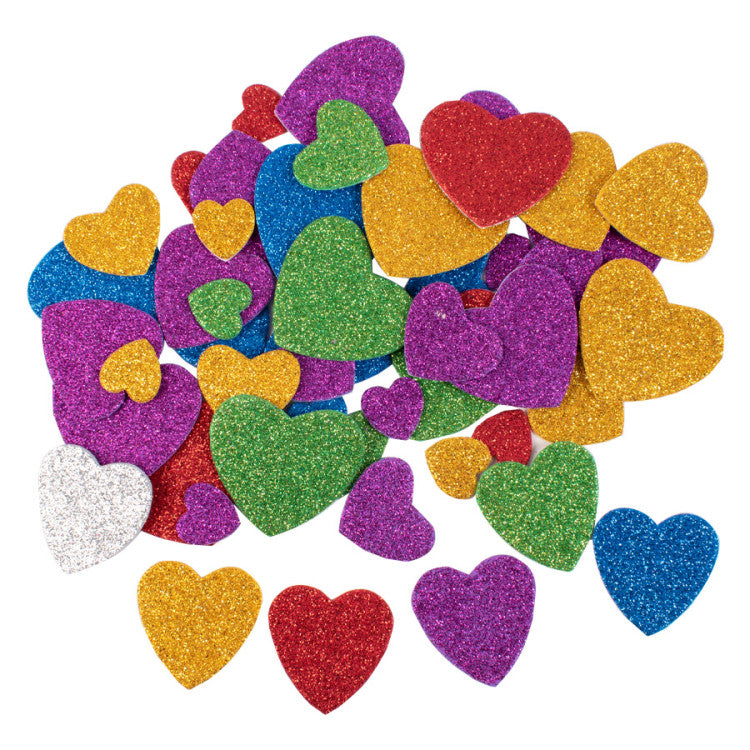 FORME GOMMA CREPP ADESIVA CUORI GLITTER PZ.60