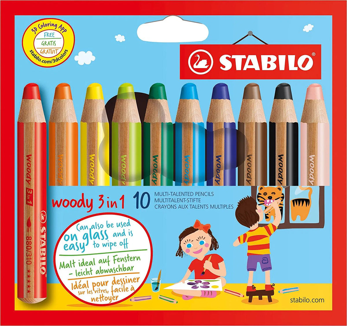 MATITONI STABILO WOODY 3 IN 1 10 COLORI