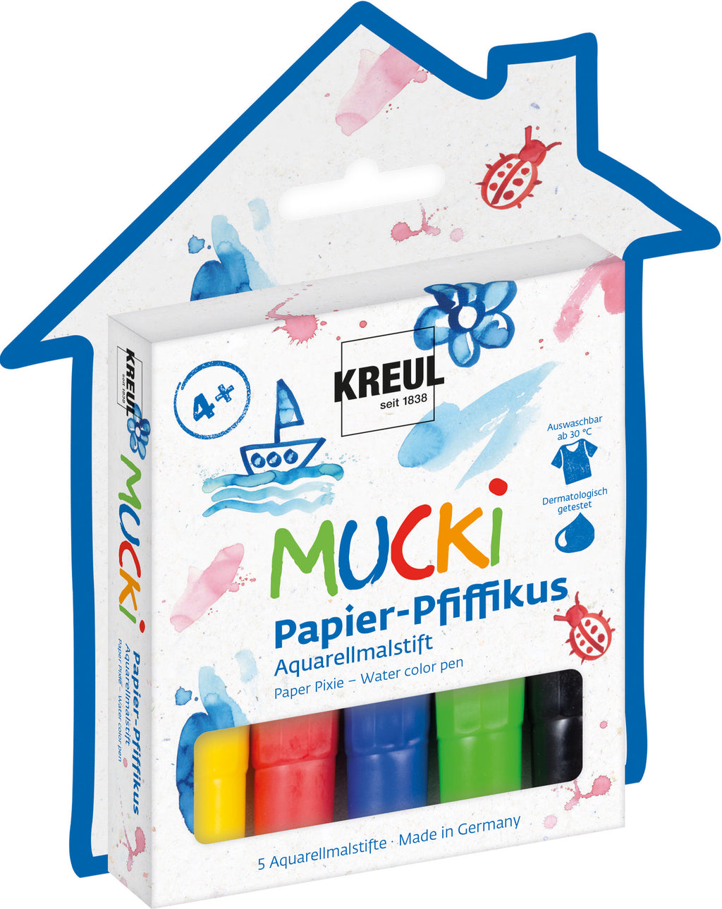 MUCKI - PENNA AD ACQUA PAPER PIXIE - SET 5 ASSORTI