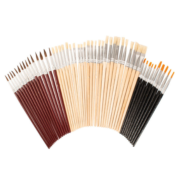 SET 50 PENNELLI TONDI E PIATTI IN 3 SETOLE DIVERSE