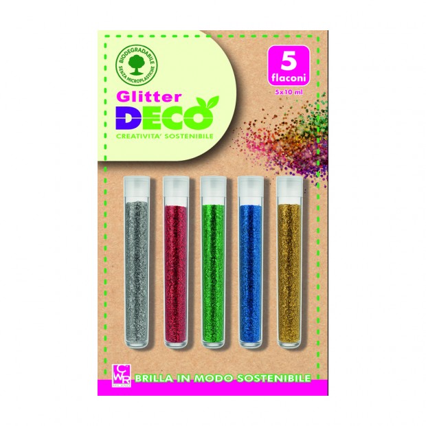 GLITTER BIO GRANA FINE 5 FLACONI ML10 - ASSORTITI