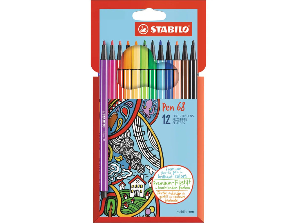 PENNARELLI STABILO PEN 68 SCATOLA CARTONE 12 COLORI MM.01