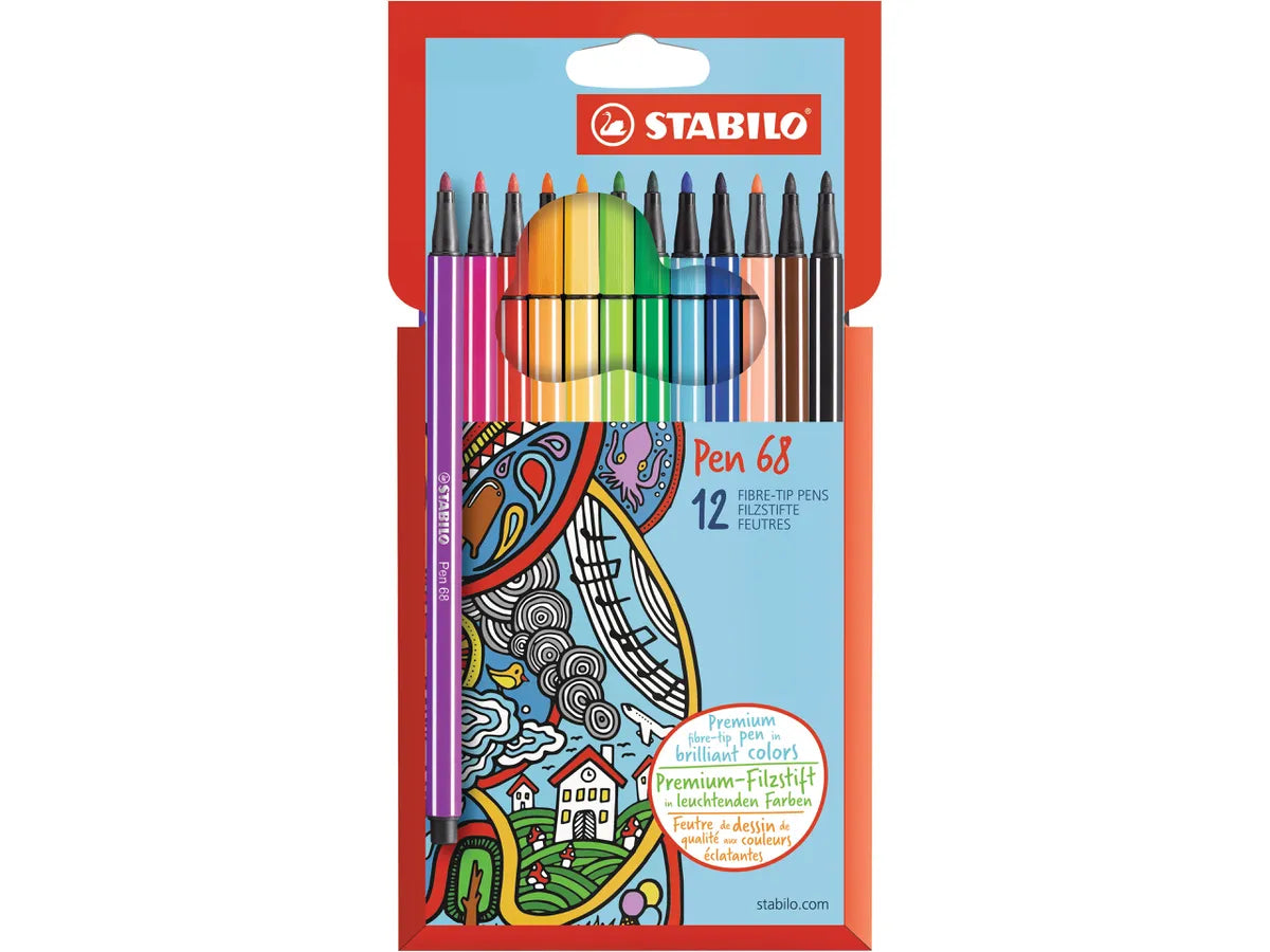 PENNARELLI STABILO PEN 68 SCATOLA CARTONE 12 COLORI MM.01