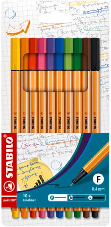 PENNARELLI STABILO POINT 88 ASTUCCIO PLASTICA 10 COLORI MM.0