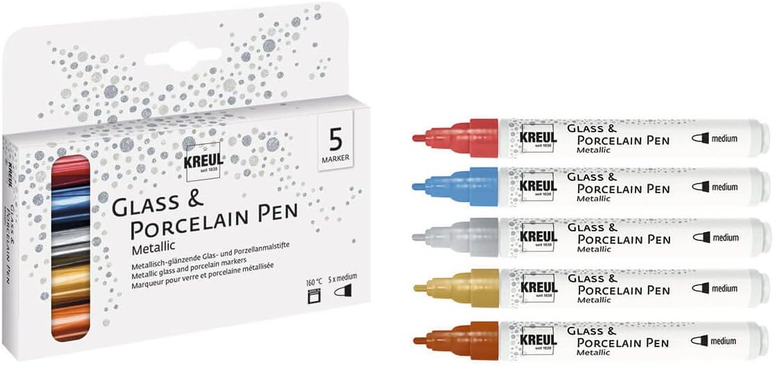 KREUL - GLASS & PORCELAIN PEN - SET 5 METALLIC