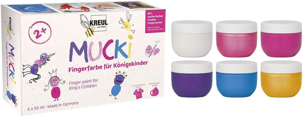 MUCKI - COLORI A DITA PER BAMBINI 50 ML  - SET 6 " KING
