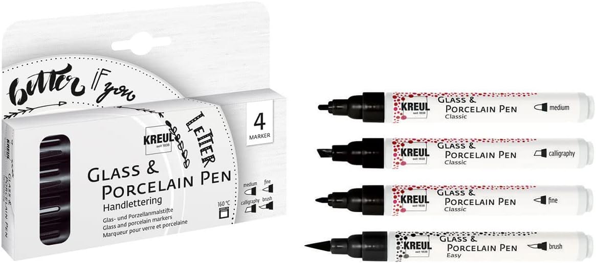 KREUL - SET 4 PENNARELLI VETRO/PORCELLAN CALLIGRAF