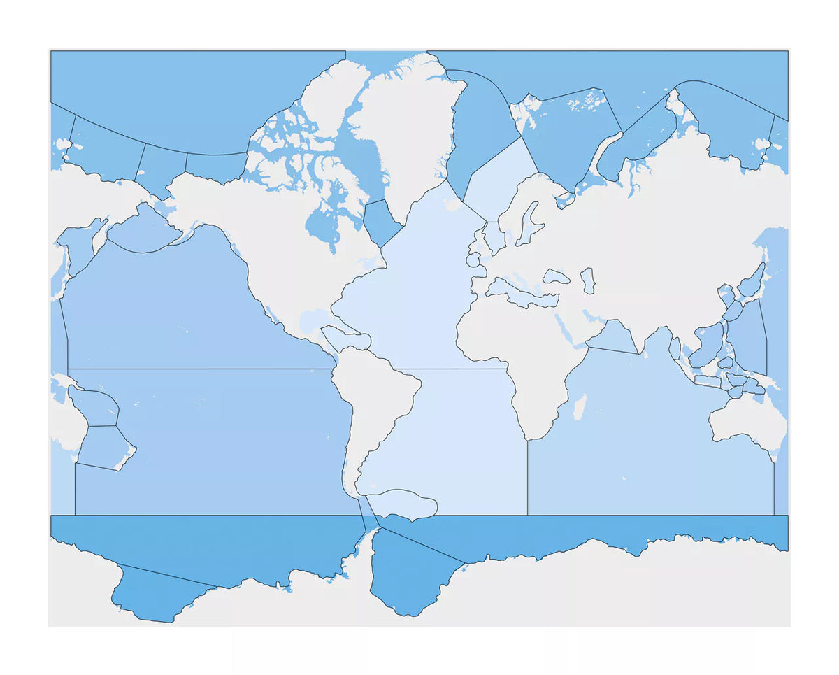 PLANISFERO DEI MARI E OCEANI, CARTINA MUTA