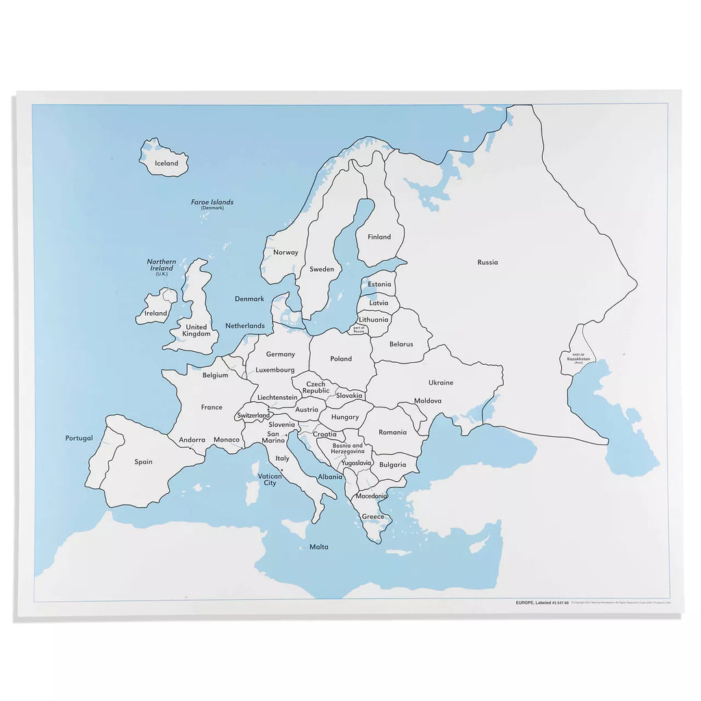 EUROPA, CARTINA STATI, INGLESE