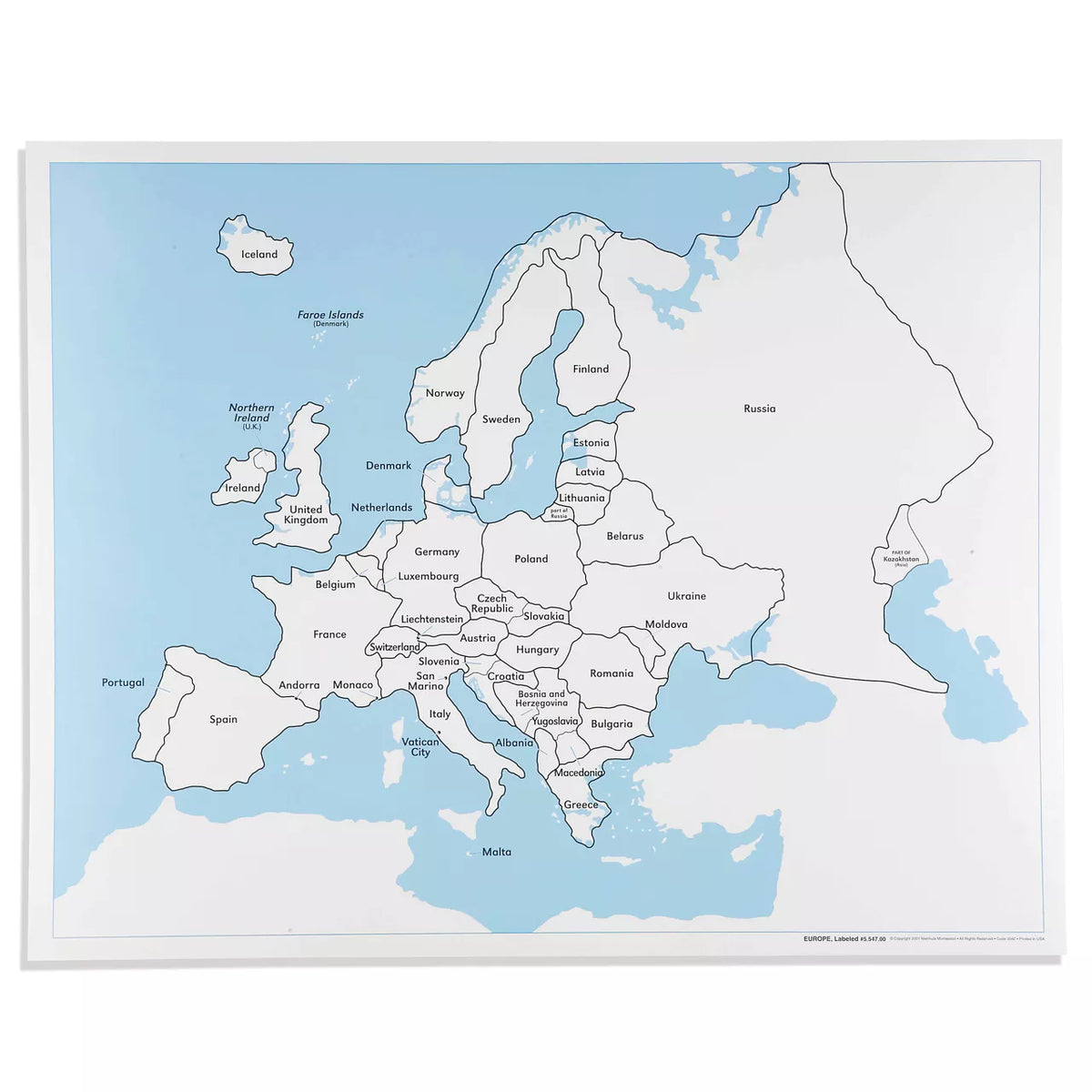 EUROPA, CARTINA STATI, INGLESE
