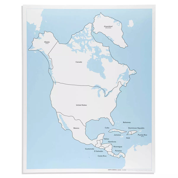 AMERICA DEL NORD, CARTINA STATI, INGLESE