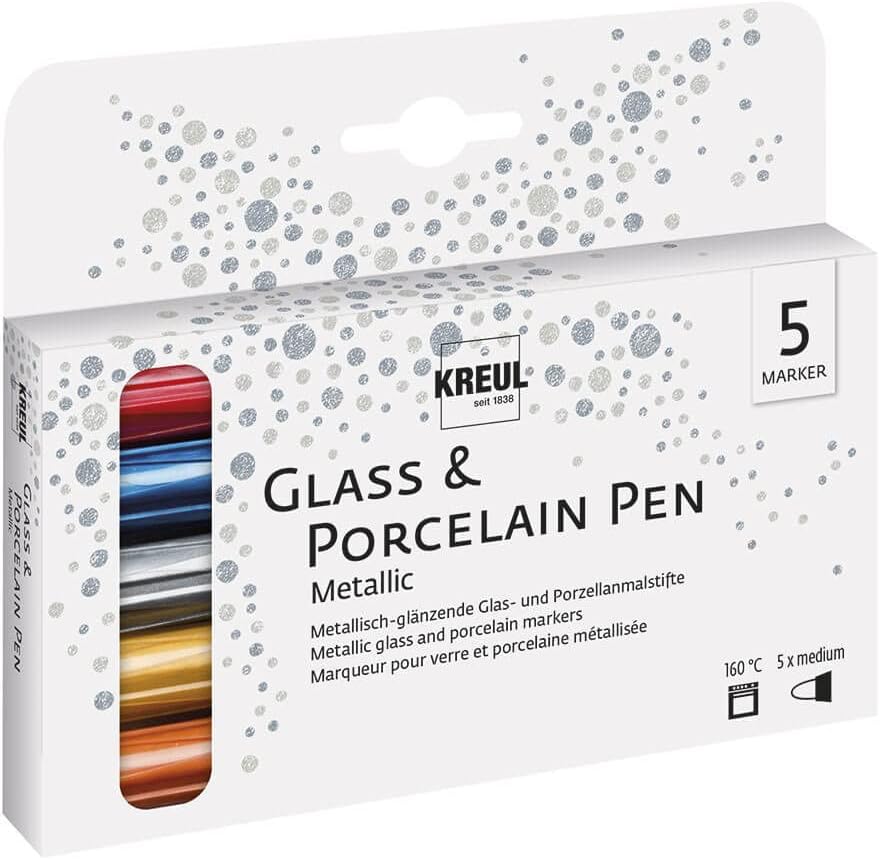 KREUL - GLASS & PORCELAIN PEN - SET 5 METALLIC