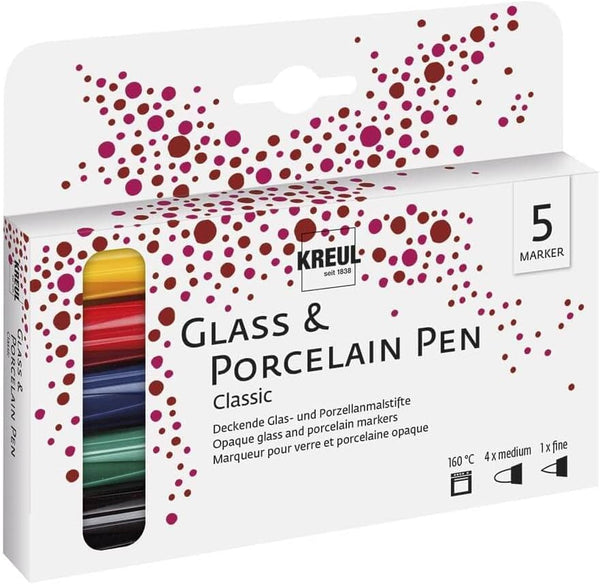 KREUL - GLASS & PORCELAIN PEN - SET 5    CLASSIC