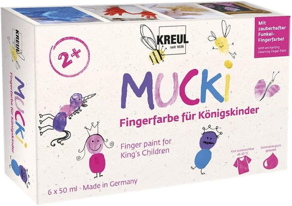 MUCKI - COLORI A DITA PER BAMBINI 50 ML  - SET 6 " KING