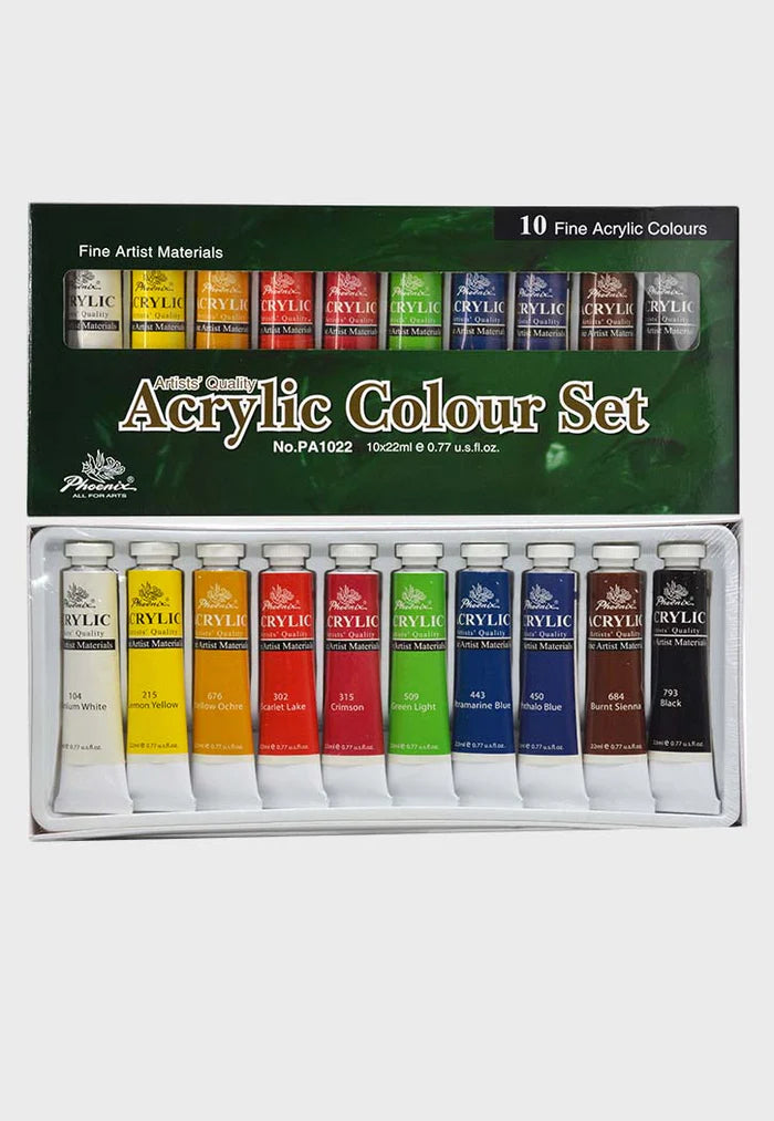 COLORI ACRILICI - SCATOLA 10 TUBI ML.22- COLORI AS