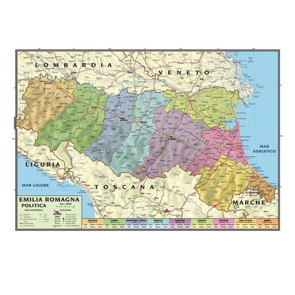 CARTE GEOGRAFICA DOPPIA 100X140 EMILIA ROMAGNA Immagine principale del prodotto