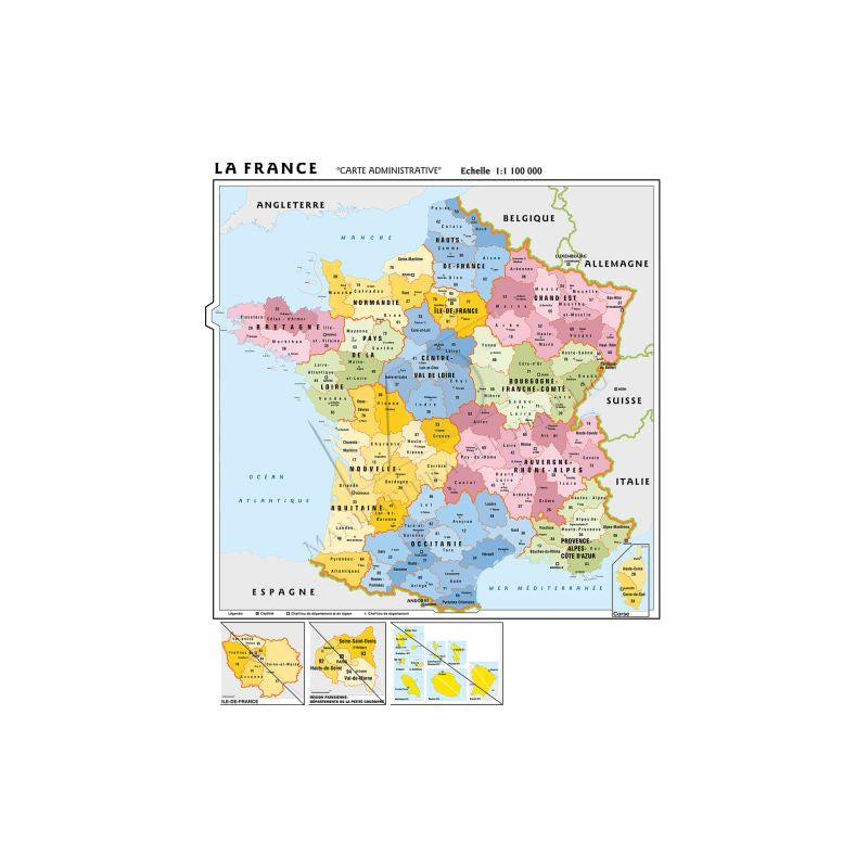 CARTA GEOGRAFICA FRANCIA LINGUA FRANCESE Immagine principale del prodotto