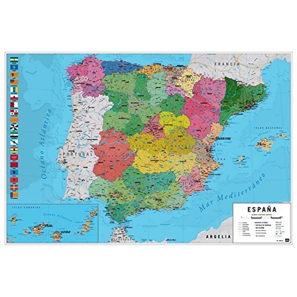 CARTA GEOGRAFICA SPAGNA IN LINGUA SPAGNOLA Immagine principale del prodotto