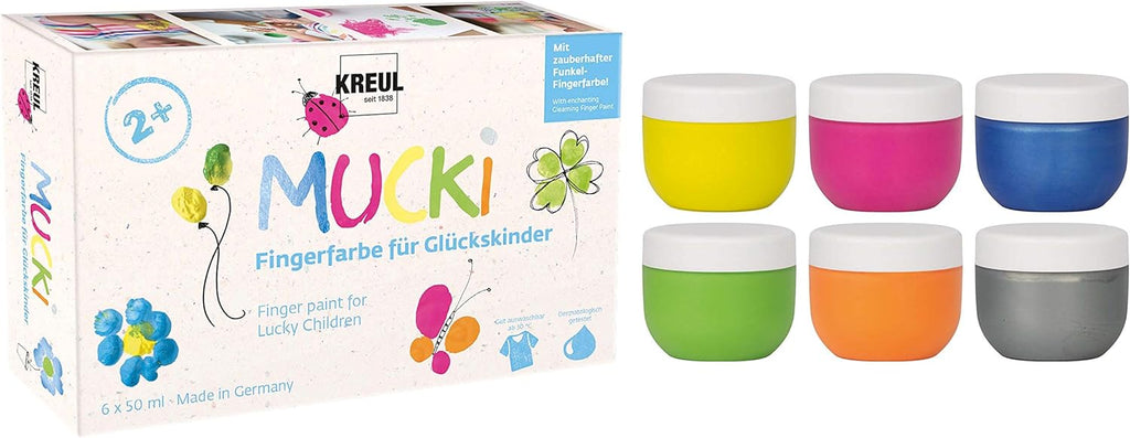 MUCKI - COLORI A DITA PER BAMBINI 50 ML  - SET 6 " LUCKY