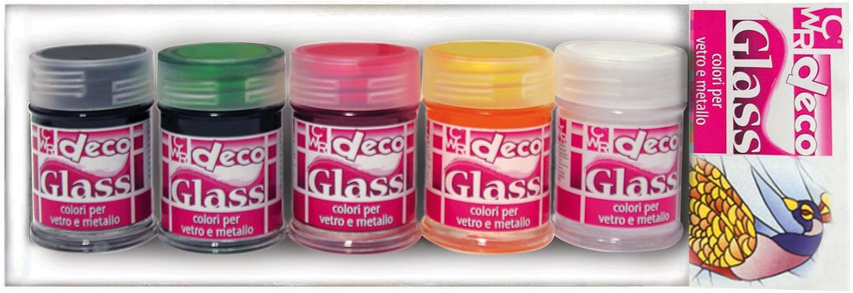 COLORI PER VETRO/METALLO - 5 FLACONI ML.35 - COL.P Immagine principale del prodotto