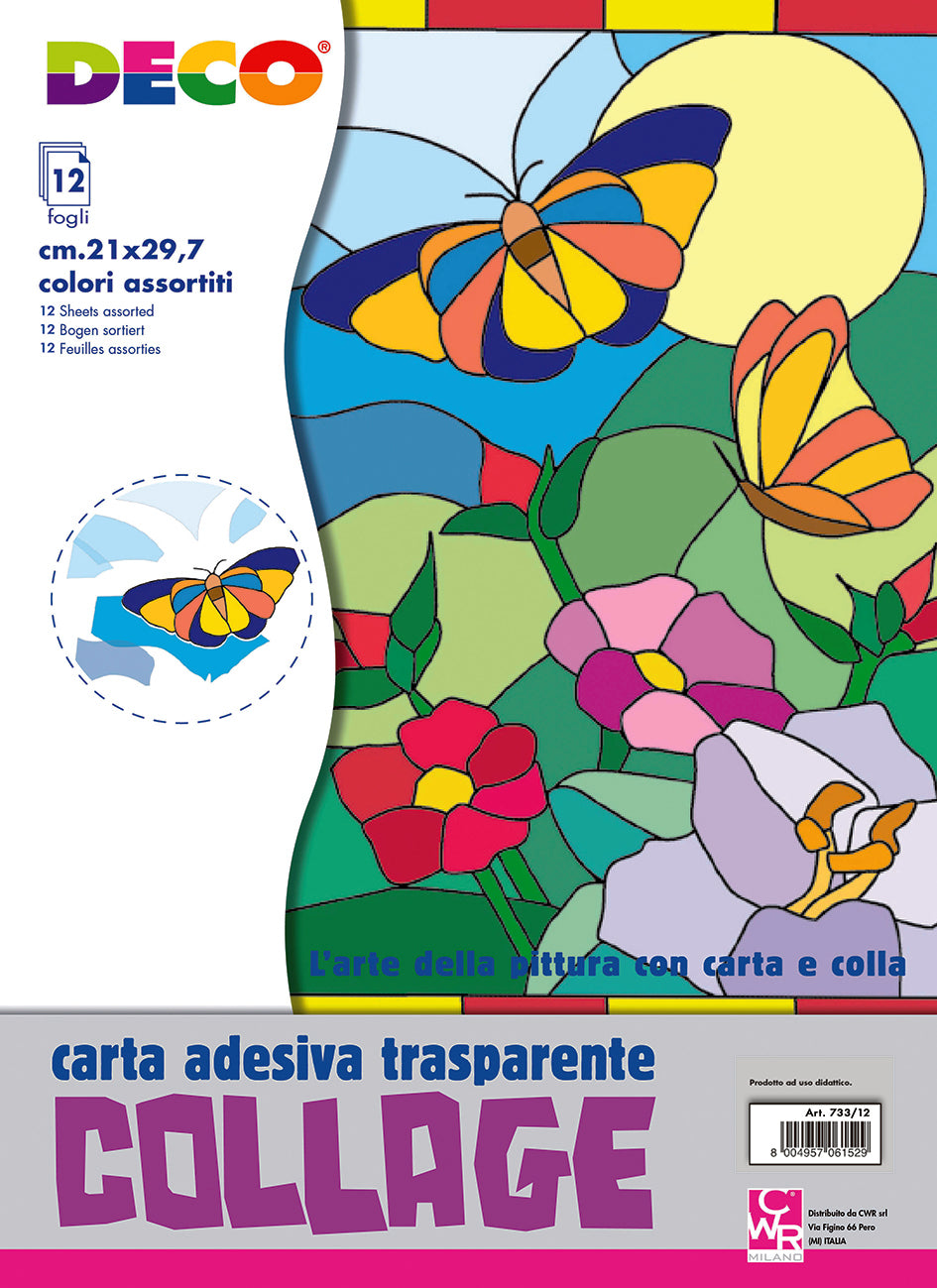 CARTA COLLAGE TRASP. ADESIVA - ALBUM  12 FOGLI A4
