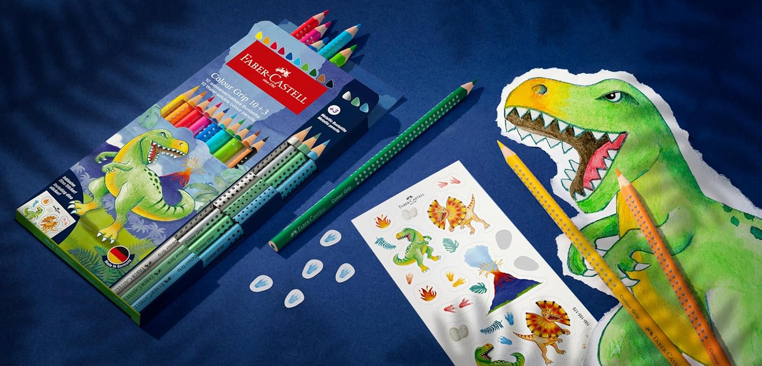 MATITE COLORATE GRIP DINO EDITION FABER CASTELL/ 10+3
