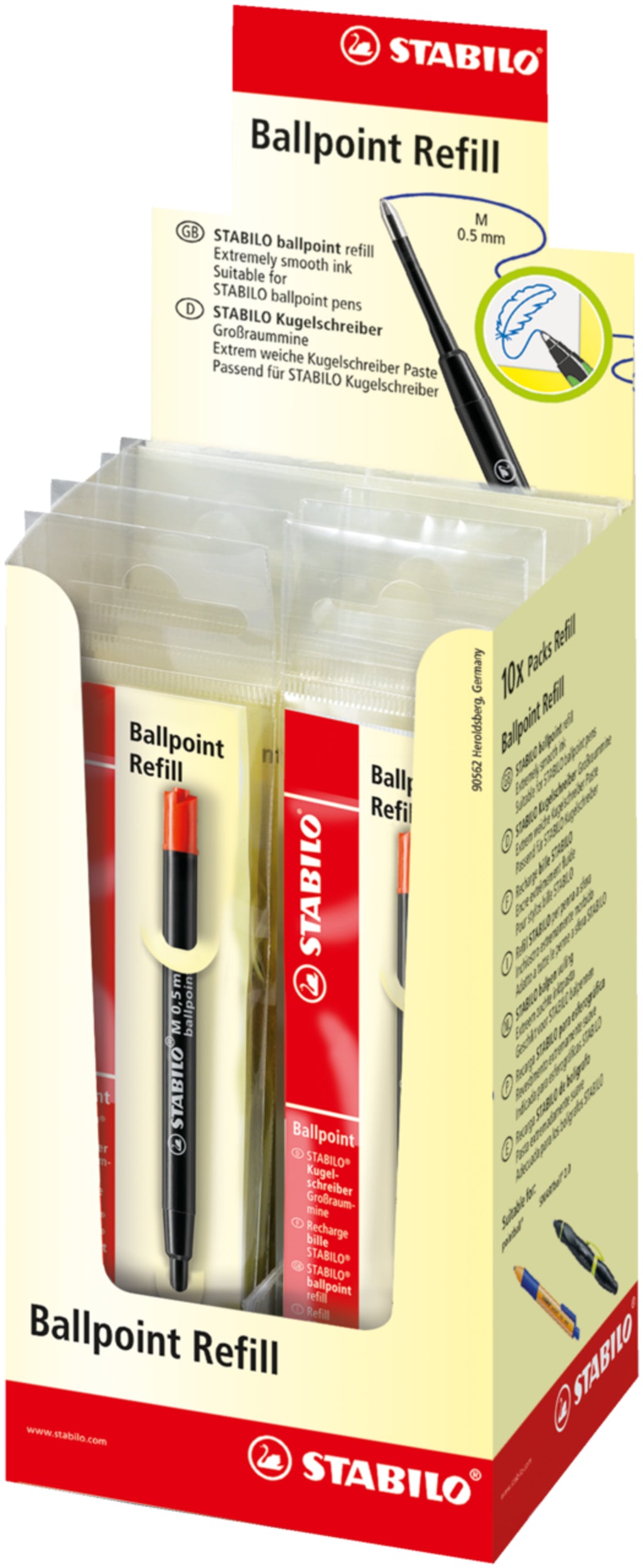 REFILL STABILO BALLPOINT 0.5MM ROSSO