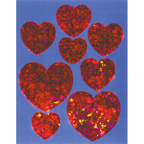 ETICHETTE OLOGRAFICHE CUORI ROSSI - 1 FOGLIO