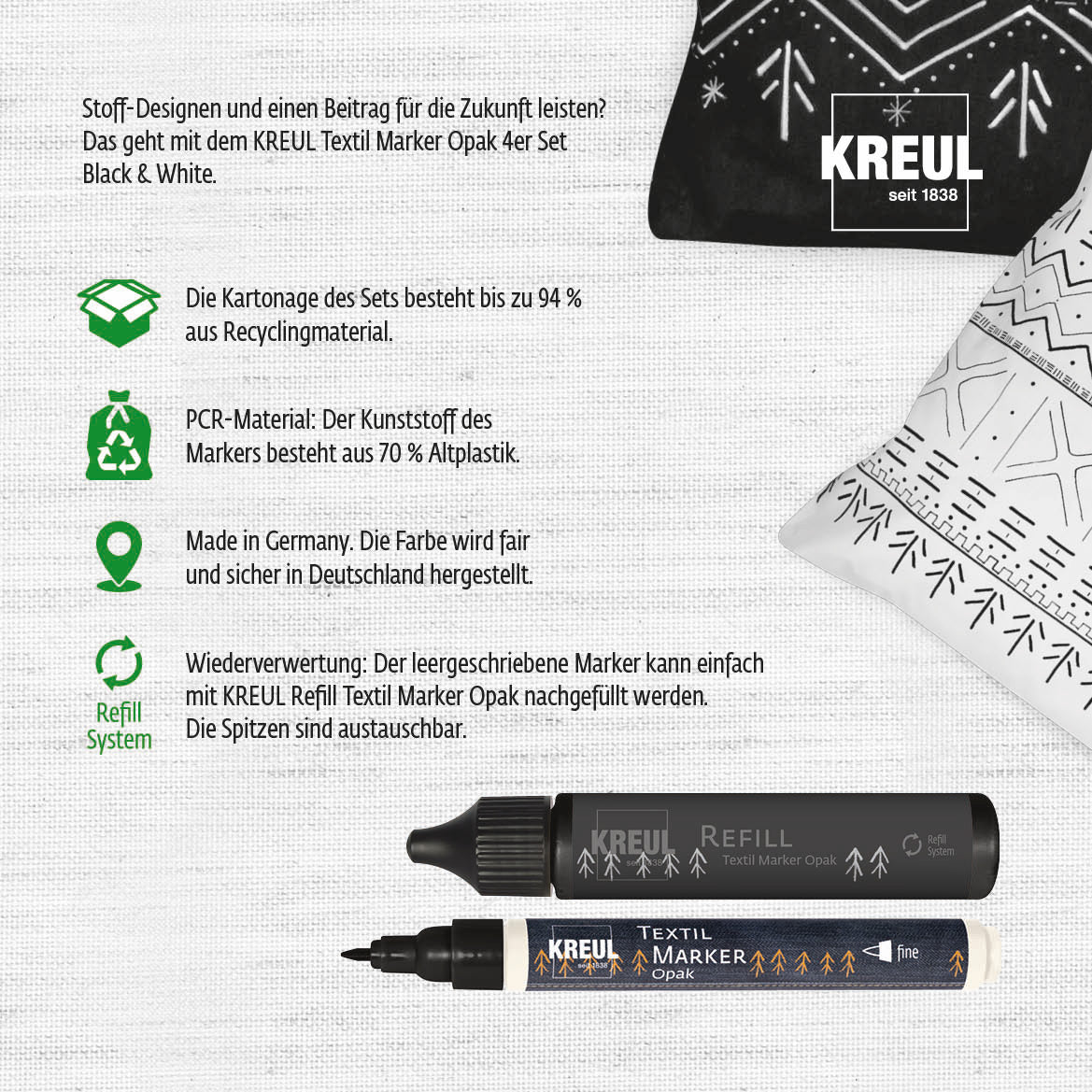 KREUL - MARKER PER TESSUTI - SET 4       OPACHI BI