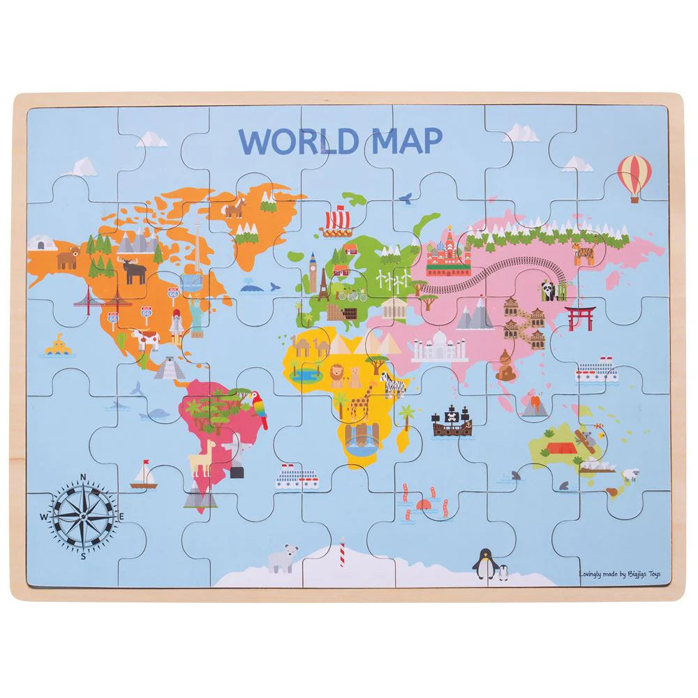 PUZZLE LEGNO IL MONDO CM. 32,5X42,8