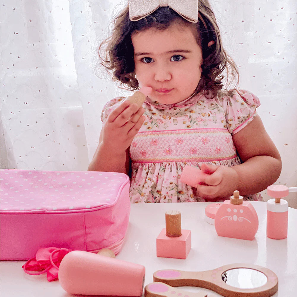 BEAUTY CASE CON ACCESSORI IN LEGNO