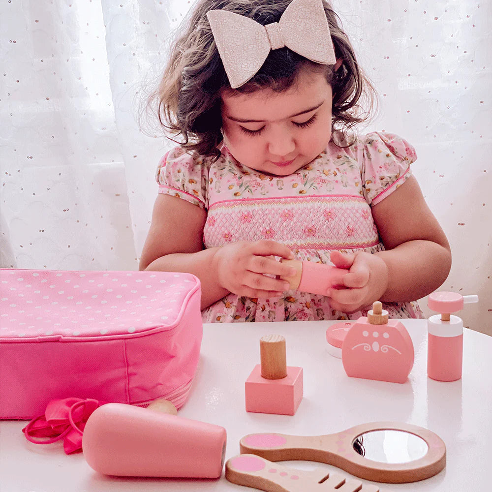 Beauty Case Con Accessori In Legno