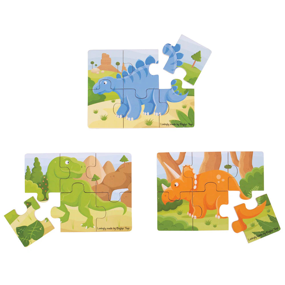 PUZZLES IN LEGNO DINOSAURI - SET 3 PEZZI