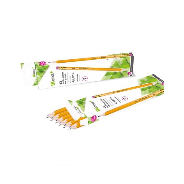 MATITE ESAGONALI HB CON GOMMA - SCATOLA 12 PEZZI