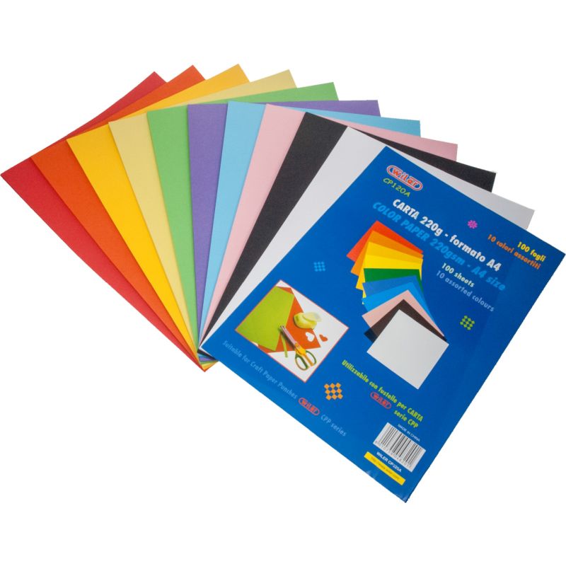 CARTA COLORATA A4 GR.220 FG.100 10 COL. ASS. Immagine principale del prodotto