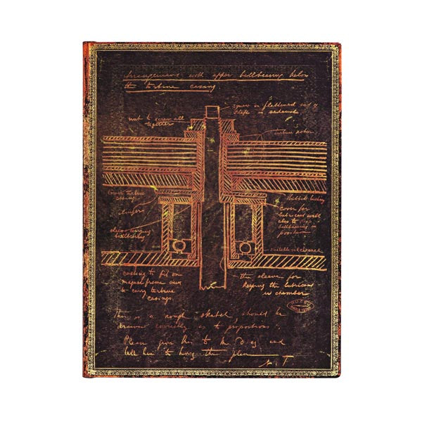 DIARIO NOTES TESLA, BOZZETTO DI UNA TURBINA ULTRA PAPERBLANKS Immagine principale del prodotto