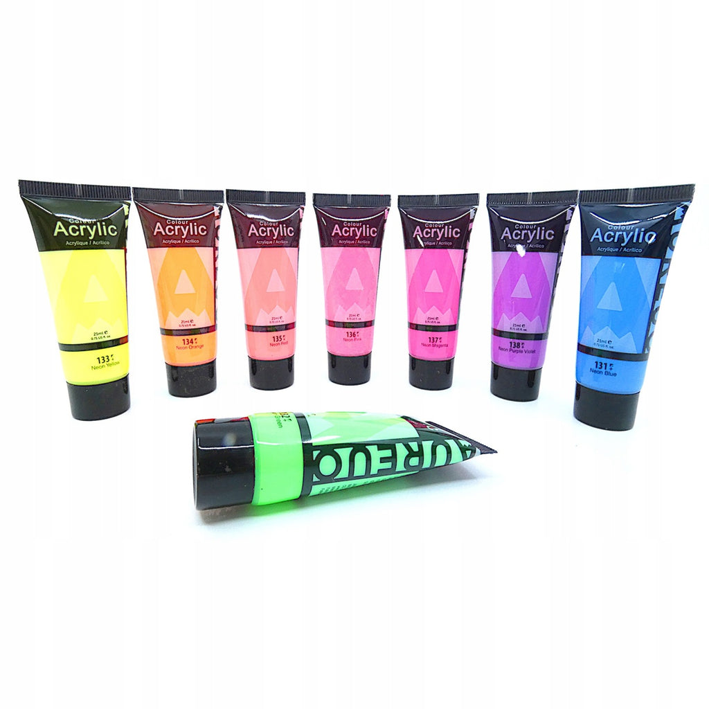 COLORI ACRILICI - SET 8 FLACONI ML. 21 COLORI FLUO