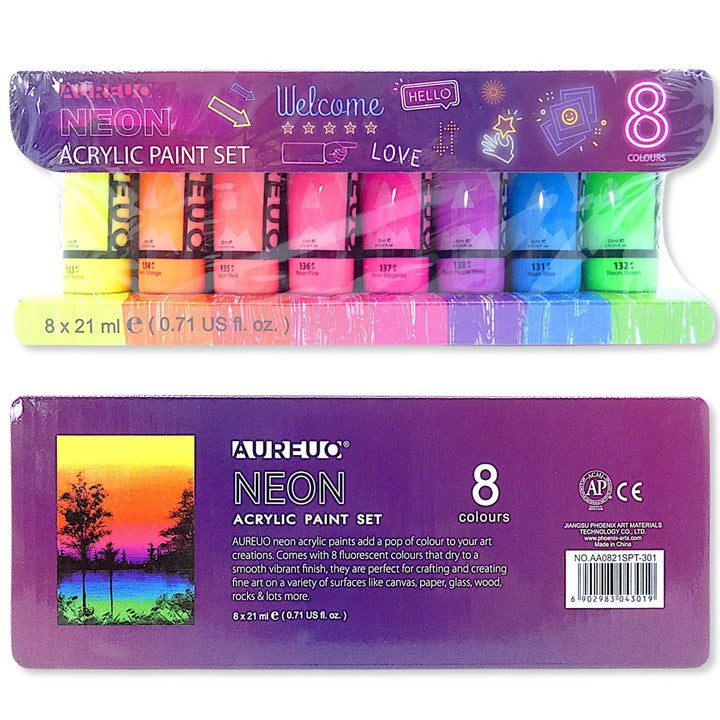 COLORI ACRILICI - SET 8 FLACONI ML. 21 COLORI FLUO Immagine secondaria del prodotto