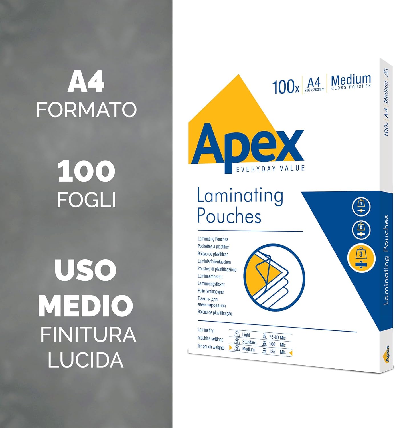 POUCHES A4 125 MICRON FG.100 Immagine secondaria del prodotto