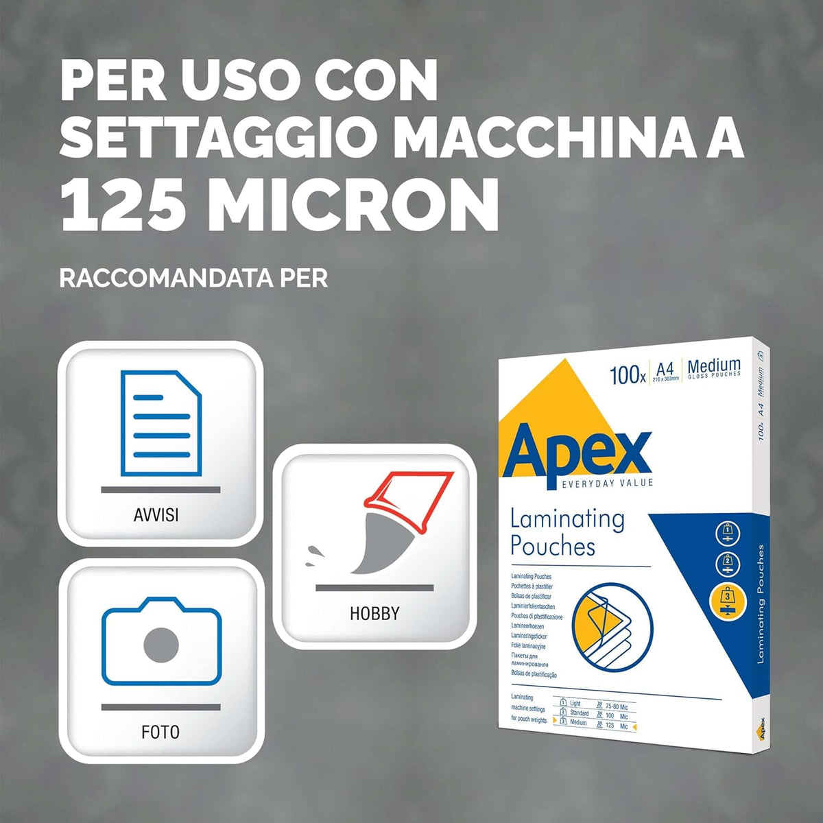 POUCHES A4 125 MICRON FG.100