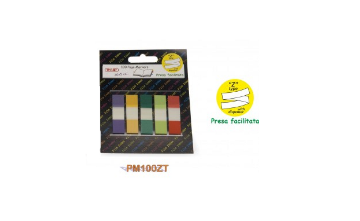 SEGNAPAGINE COLORATI IN PP PRESA FACILITATA “Z” 100 FOGLI