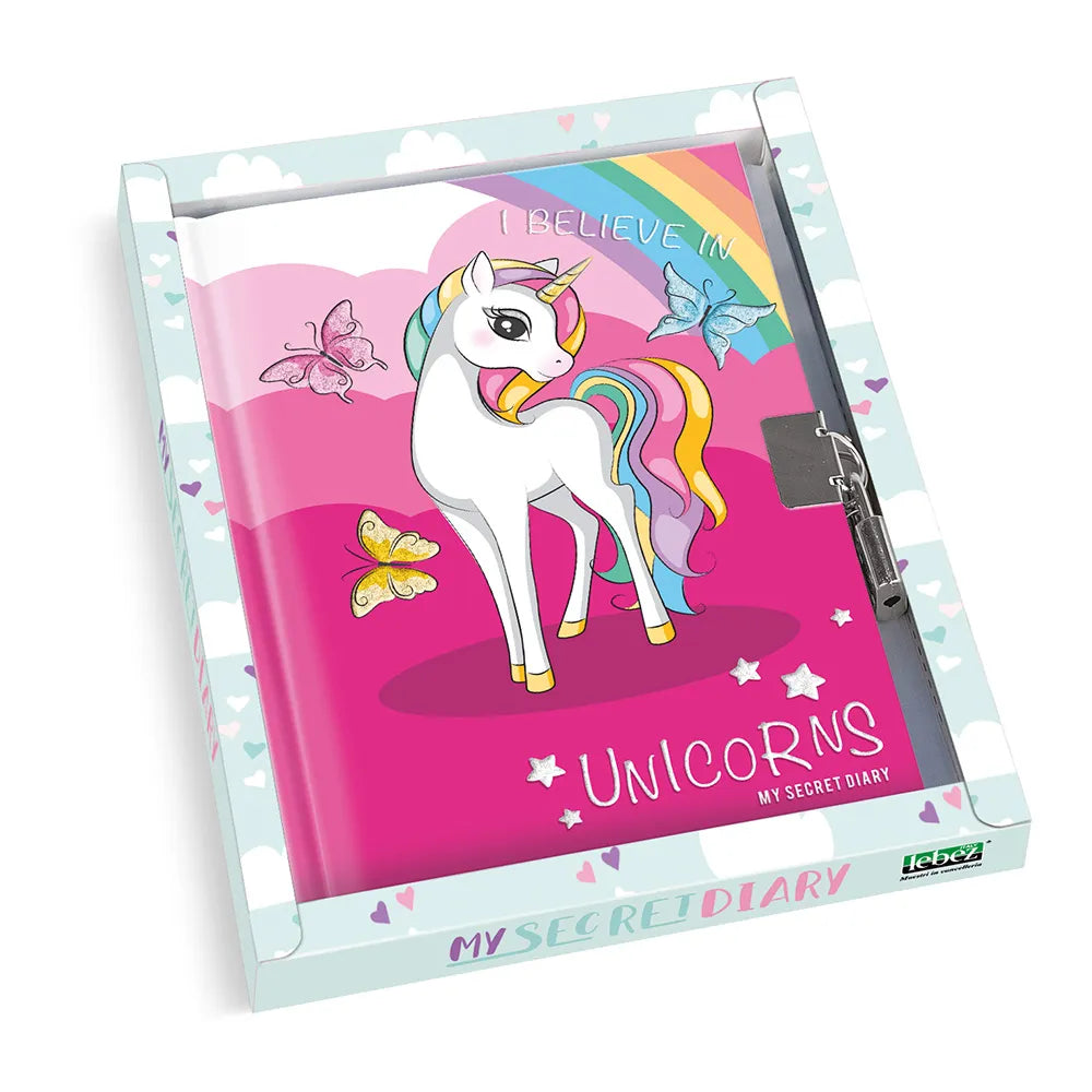 DIARIO DEI SEGRETI SOGGETTO UNICORNO CON ARCOBALENO Immagine principale del prodotto