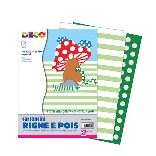 CARTONCINO RIGHE/POIS CM.23X33 - CONF. 10 FG.